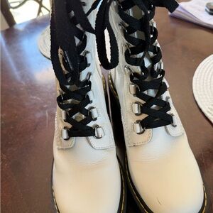 Dr. Martens White Combat Boots with Black Laces